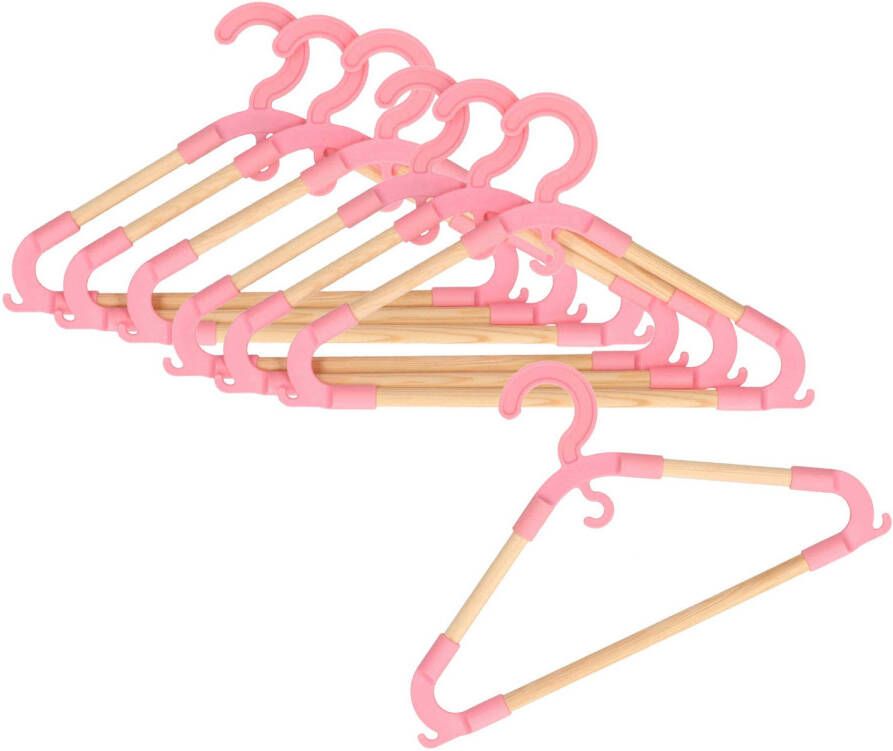 Bathroom Solutions Storage Solutions kledinghangers voor kinderen 9x kunststof hout roze Sterke kwaliteit Kledinghangers