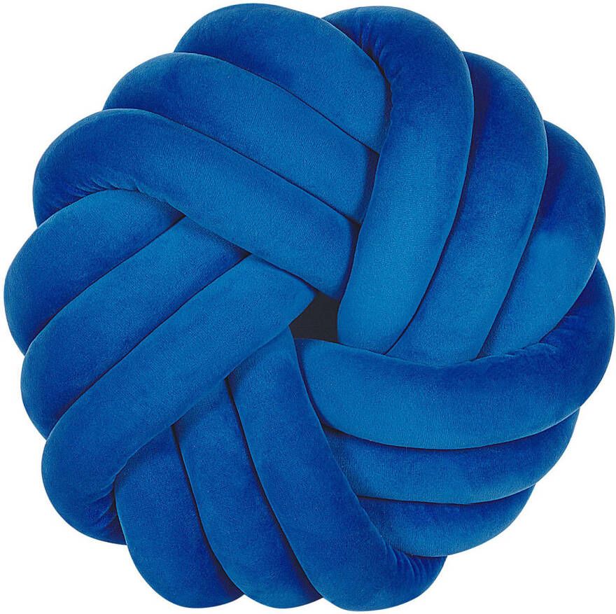 Beliani AKOLA Sierkussen Blauw 30 x 30 cm Fluweel