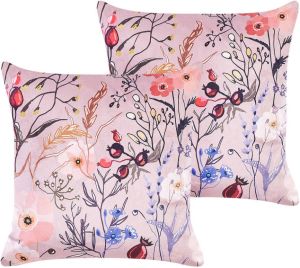 Beliani ANEMONES Sierkussen-Roze-Fluweel