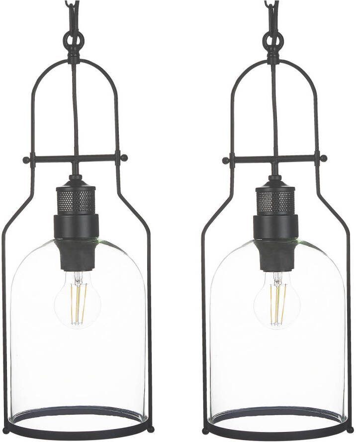 Beliani BASHILO Handlamp set van 2 Zwart IJzer