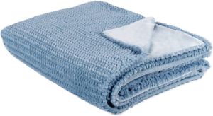 Beliani BJAS Plaid-Blauw-Polyester