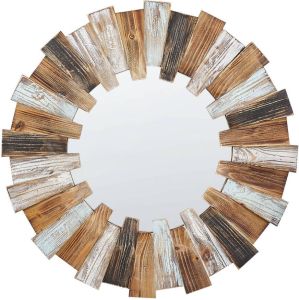 Beliani ECATEPEC Decoratieve Spiegel-Lichte houtkleur-MDF Glas
