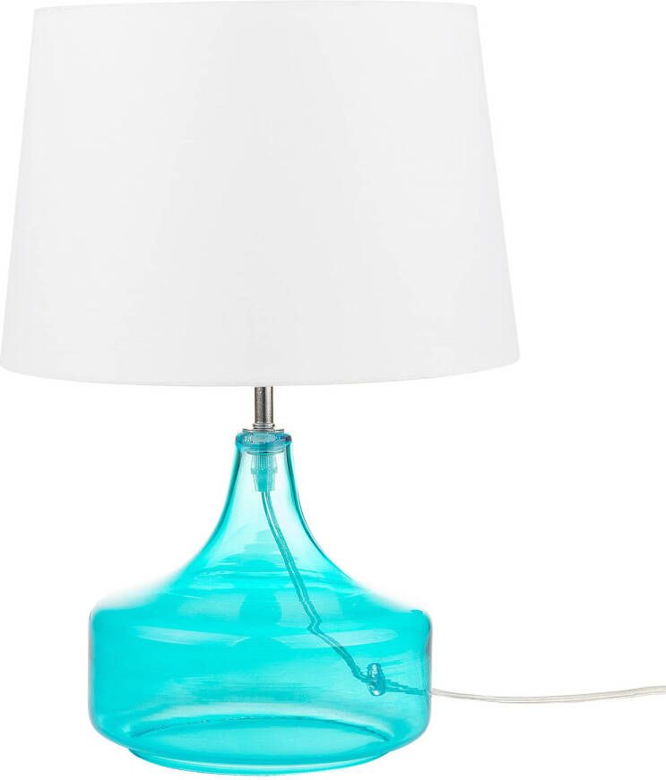 Beliani Erzen Tafellamp Blauw Glas Midi