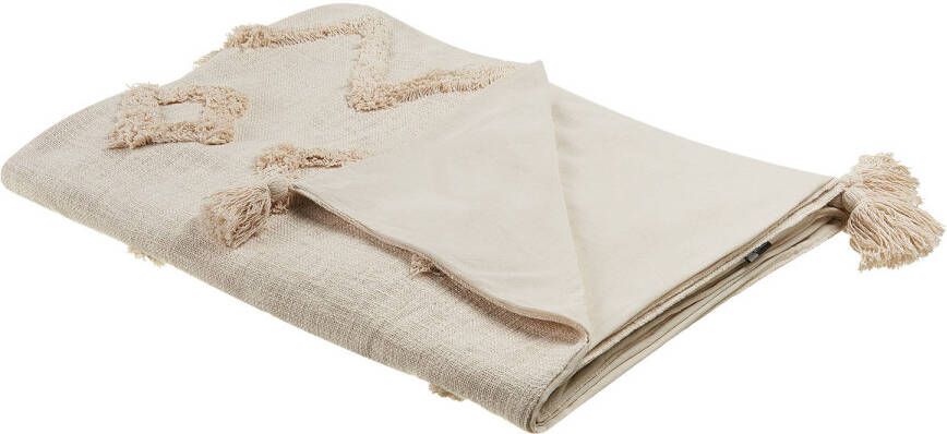 Beliani GUNA Plaid Beige 130 x 180 cm Katoen
