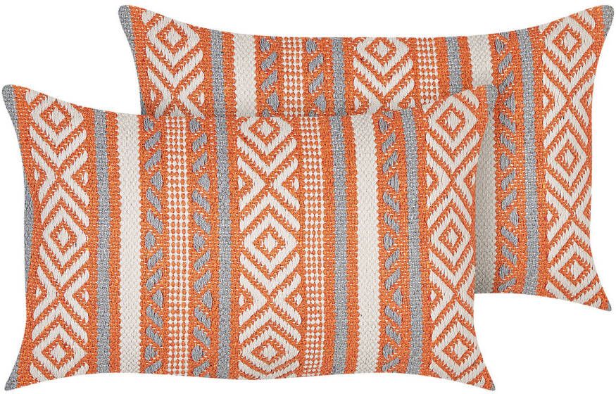 Beliani INULA Sierkussen set van 2 Oranje 30 x 50 cm Katoen