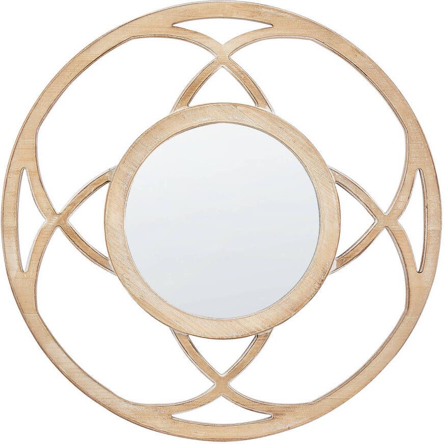 Beliani IZTAPALAPA Decoratieve Spiegel-Lichte houtkleur-MDF Glas