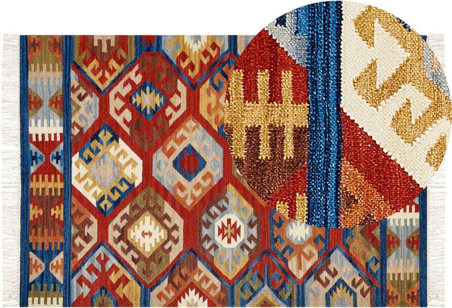 Beliani JRVESH Kelim vloerkleed Multicolor 200 x 300 cm Wol