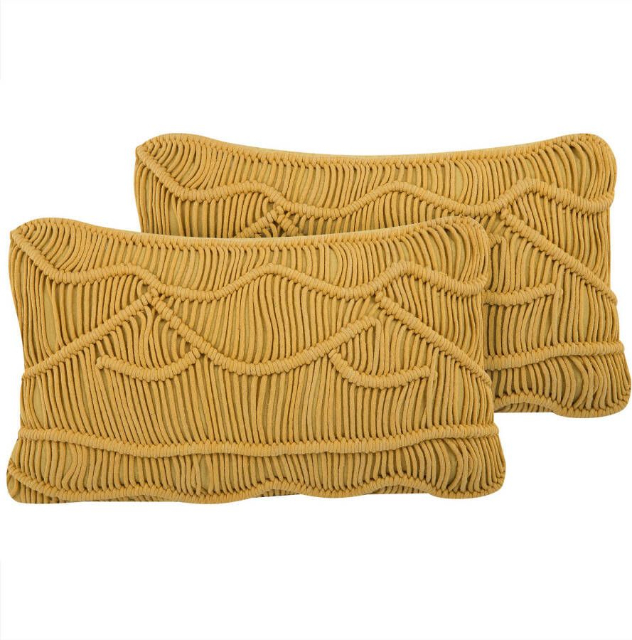 Beliani KIRIS Sierkussen set van 2 Geel 30 x 50 cm Katoen