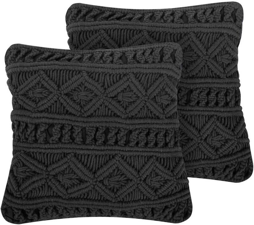 Beliani -MUDANYA -Sierkussen set van 2-Zwart-45 x 45 cm-Katoen