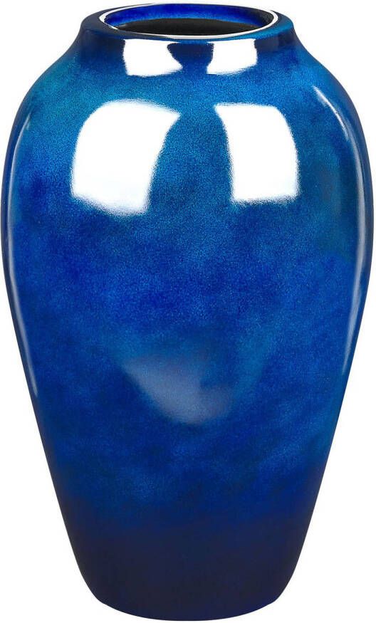 Beliani OCANA Bloemenvaas Blauw 22 cm Terracotta