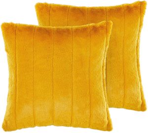 Beliani Pumila Sierkussen-geel-polyester