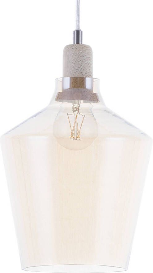 Beliani SANTON Hanglamp Lichte houtkleur Glas