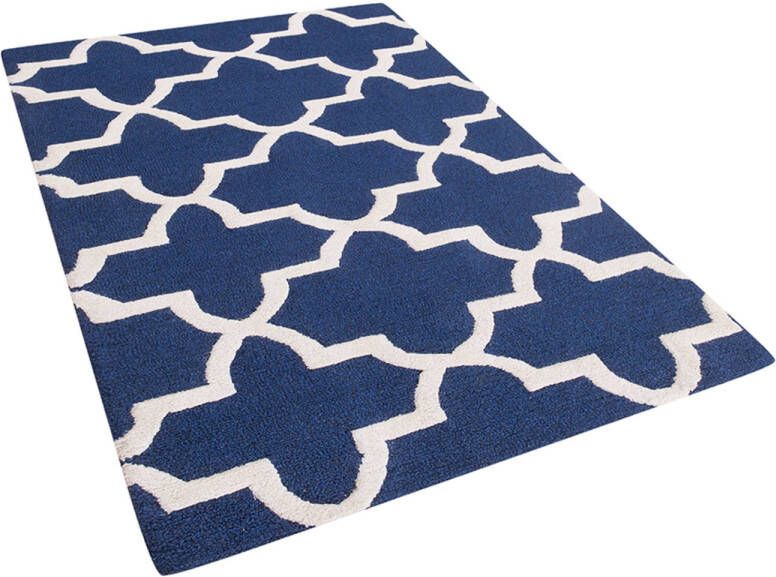 Beliani SILVAN Laagpolig vloerkleed Blauw 80 x 150 cm Wol - Foto 3