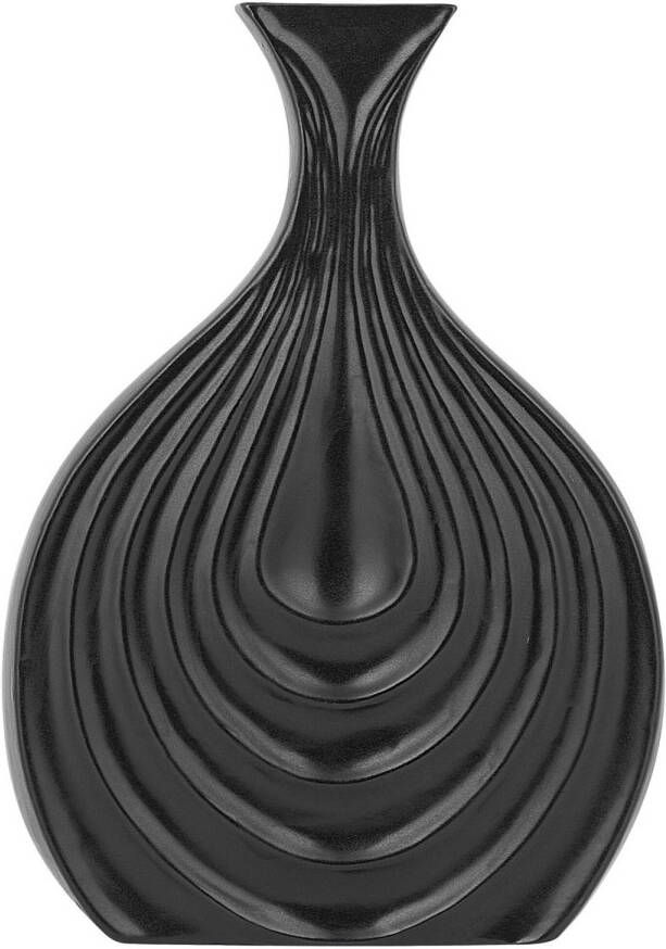 Beliani THAPSUS Decoratieve vaas Zwart 25 cm Keramiek