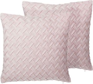 Beliani Tithonia Sierkussen Set Van 2-roze-polyester
