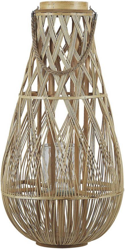 Beliani TONGA windlichtzuilen-Lichte houtkleur-Bamboehout
