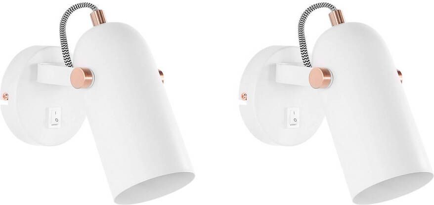 Beliani TYRIA Wandlamp set van 2 Wit Metaal