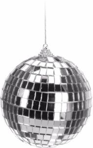 Bellatio Decorations 1x Kerst discobal zilver 10 cm kerstbal