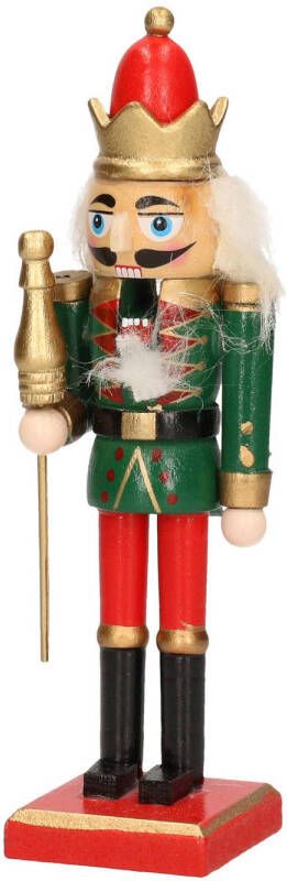 Bellatio Decorations 1x Kerstboomhangers notenkrakers poppetjes soldaten met zwaard groen rood 15 cm Kersthangers