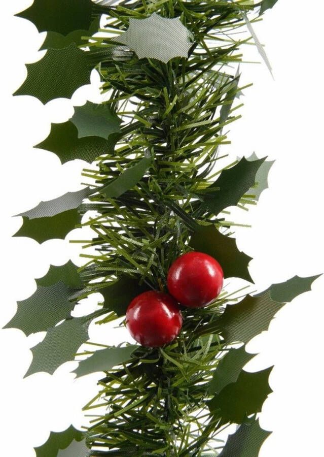 Bellatio Decorations 1x Kerstslinger guirlandes groen hulst 270 cm Kerstversiering en decoraties Dennenslingers