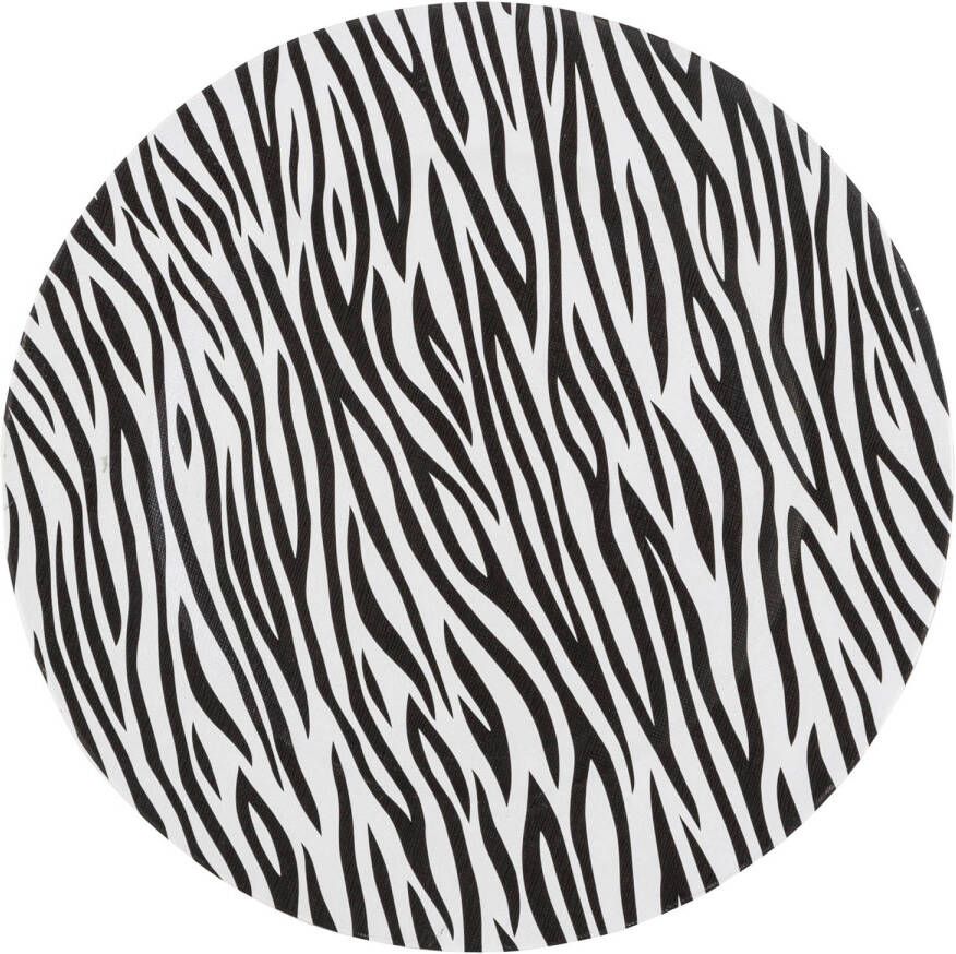 Cosy & Trendy 1x Ronde kaarsenborden onderborden zebraprint 33 cm Kaarsenplateaus
