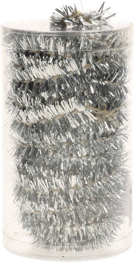 Merkloos 1x stuks folie tinsel slingers guirlandes zilver 20 meter kerstslingers