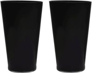 Merkloos 2x stuks luxe zwarte conische stijlvolle vaas vazen van glas 40 x 25 cm Bloemen boeketten vaas voor binnen gebruik Vazen