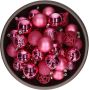 Decoris 37x Fuchsia roze kunststof kerstballen 6 cm Mix Onbreekbare plastic kerstballen Kerstboomversiering fuchsia roze - Thumbnail 1