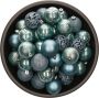 Merkloos 37x IJsblauwe kunststof kerstballen 6 cm Mix Onbreekbare plastic kerstballen Kerstboomversiering ijsblauw - Thumbnail 1