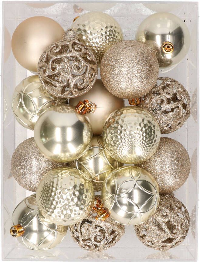 Bellatio Decorations 37x stuks kunststof kerstballen licht champagne 6 cm Kerstbal