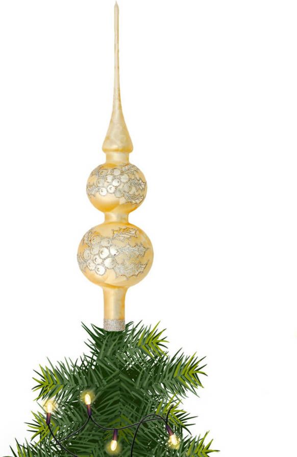 Merkloos Kerst piek van glas goud ijslak H30 cm kerstboompieken