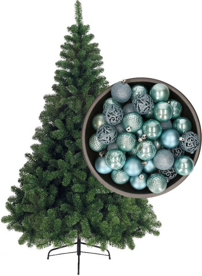 Bellatio Decorations kunst kerstboom 120 cm met kerstballen ijsblauw Kunstkerstboom