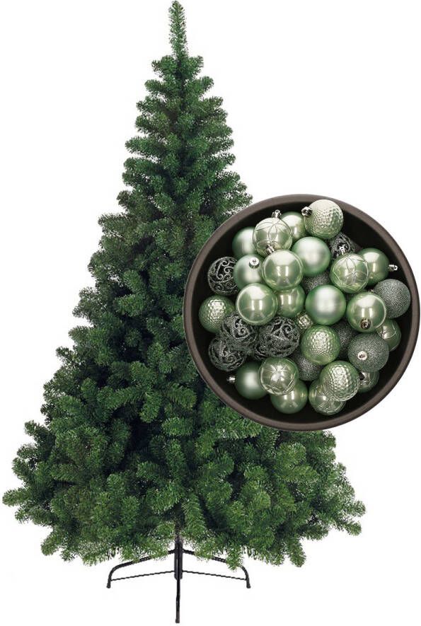 Bellatio Decorations kunst kerstboom 120 cm met kerstballen mintgroen Kunstkerstboom