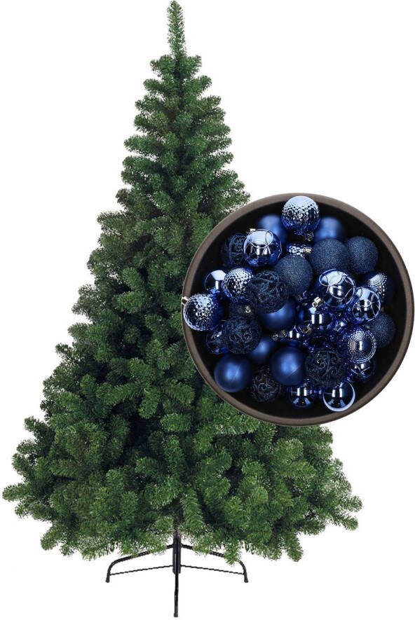 Bellatio Decorations kunst kerstboom 150 cm met kerstballen kobalt blauw Kunstkerstboom