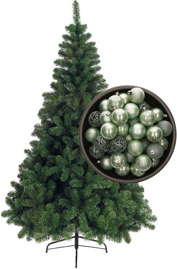 Bellatio Decorations kunst kerstboom 150 cm met kerstballen mintgroen Kunstkerstboom