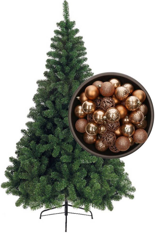 Bellatio Decorations kunst kerstboom 180 cm met kerstballen camel bruin Kunstkerstboom