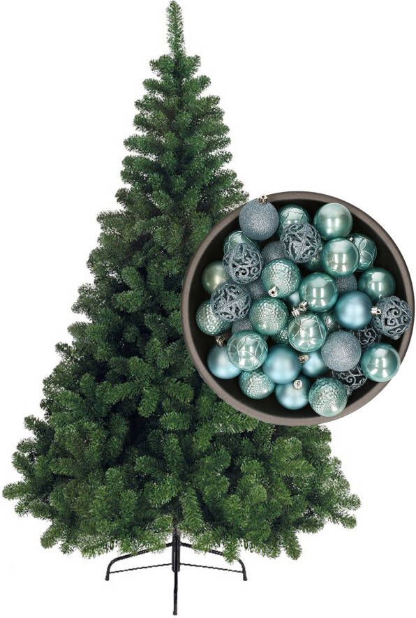 Bellatio Decorations kunst kerstboom 180 cm met kerstballen ijsblauw Kunstkerstboom