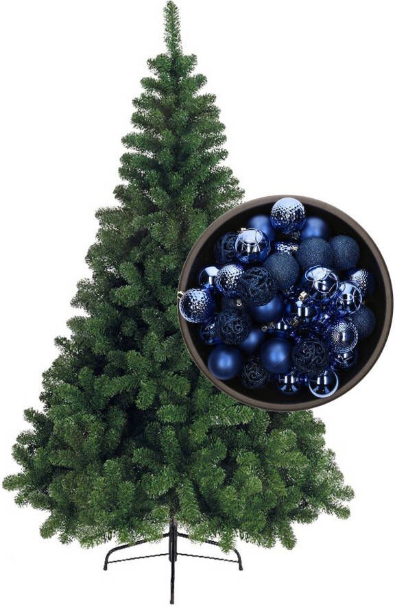 Bellatio Decorations kunst kerstboom 180 cm met kerstballen kobalt blauw Kunstkerstboom