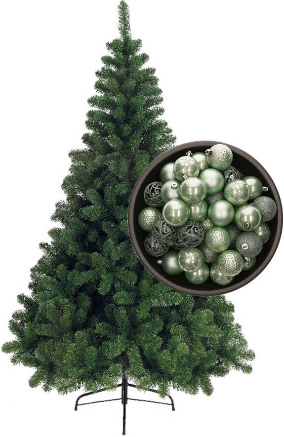 Bellatio Decorations kunst kerstboom 180 cm met kerstballen mintgroen Kunstkerstboom