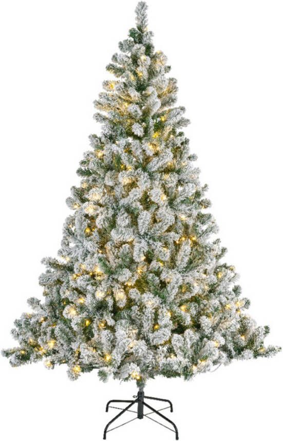 Bellatio Decorations kunst kerstboom 210 cm sneeuw en verlichting Kunstkerstboom