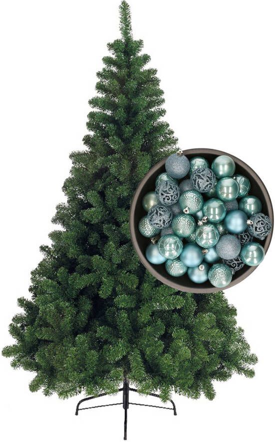 Bellatio Decorations kunst kerstboom 240 cm met kerstballen ijsblauw Kunstkerstboom