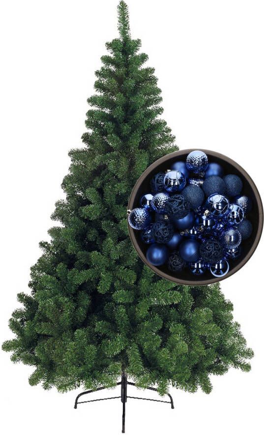 Bellatio Decorations kunst kerstboom 240 cm met kerstballen kobalt blauw Kunstkerstboom