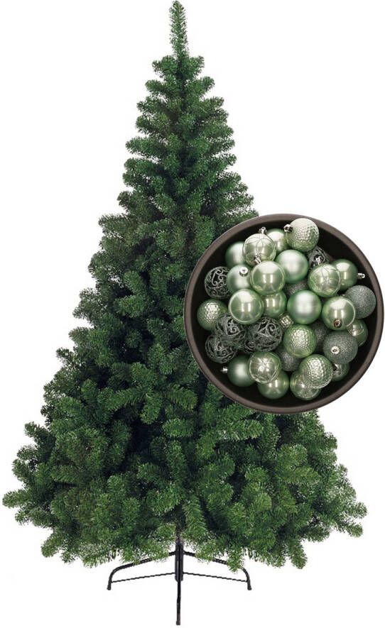 Bellatio Decorations kunst kerstboom 240 cm met kerstballen mintgroen Kunstkerstboom