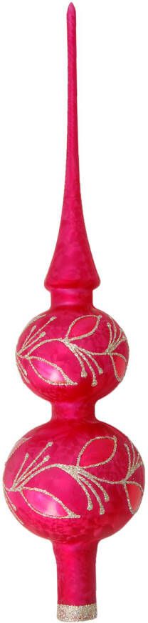 Bellatio Decorations Luxe Glazen Piek Rood Ijslak 30 Cm Kerstpieken Kerstboompieken