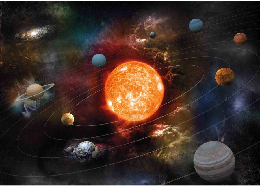 Bellatio Decorations Poster van planeten in zonnestelsel Melkweg voor op kinderkamer school 84 x 59 cm Posters