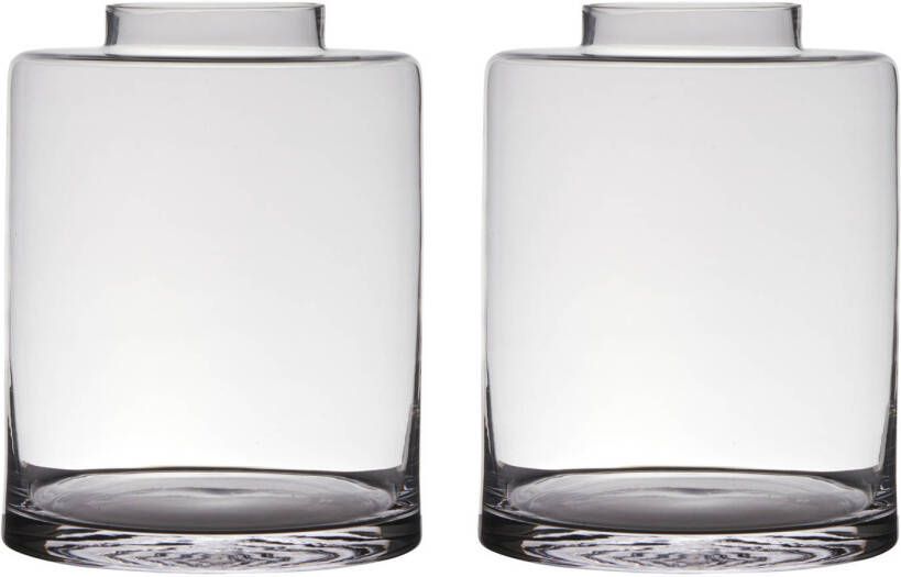 Merkloos Set van 2x stuks transparante luxe stijlvolle vaas vazen van glas 30 x 23 cm Bloemen boeketten vaas voor binnen gebruik Vazen
