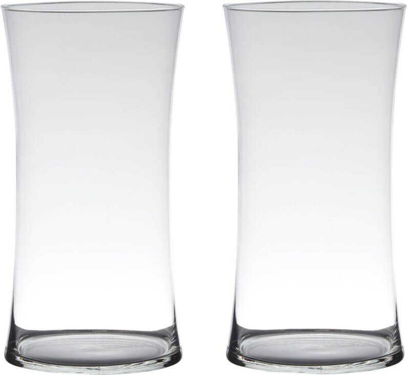 Merkloos Set van 2x stuks transparante luxe stijlvolle vaas vazen van glas 40 x 20 cm Bloemen boeketten vaas voor binnen gebruik Vazen