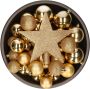 Decoris 33x Gouden kunststof kerstballen 5-6-8 cm Mix Onbreekbare plastic kerstballen Kerstboomversiering goud - Thumbnail 2