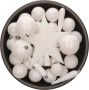 Decoris 33x Winter witte kunststof kerstballen 5-6-8 cm Mix Onbreekbare plastic kerstballen Kerstboomversiering wit - Thumbnail 1