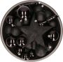 Decoris 33x Zwarte kunststof kerstballen 5-6-8 cm Mix Onbreekbare plastic kerstballen Kerstboomversiering zwart - Thumbnail 1